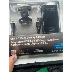 Kensington A1520A USB 3.0 Multi-Display Adapter DVI VGA 1080p‎ Black New
